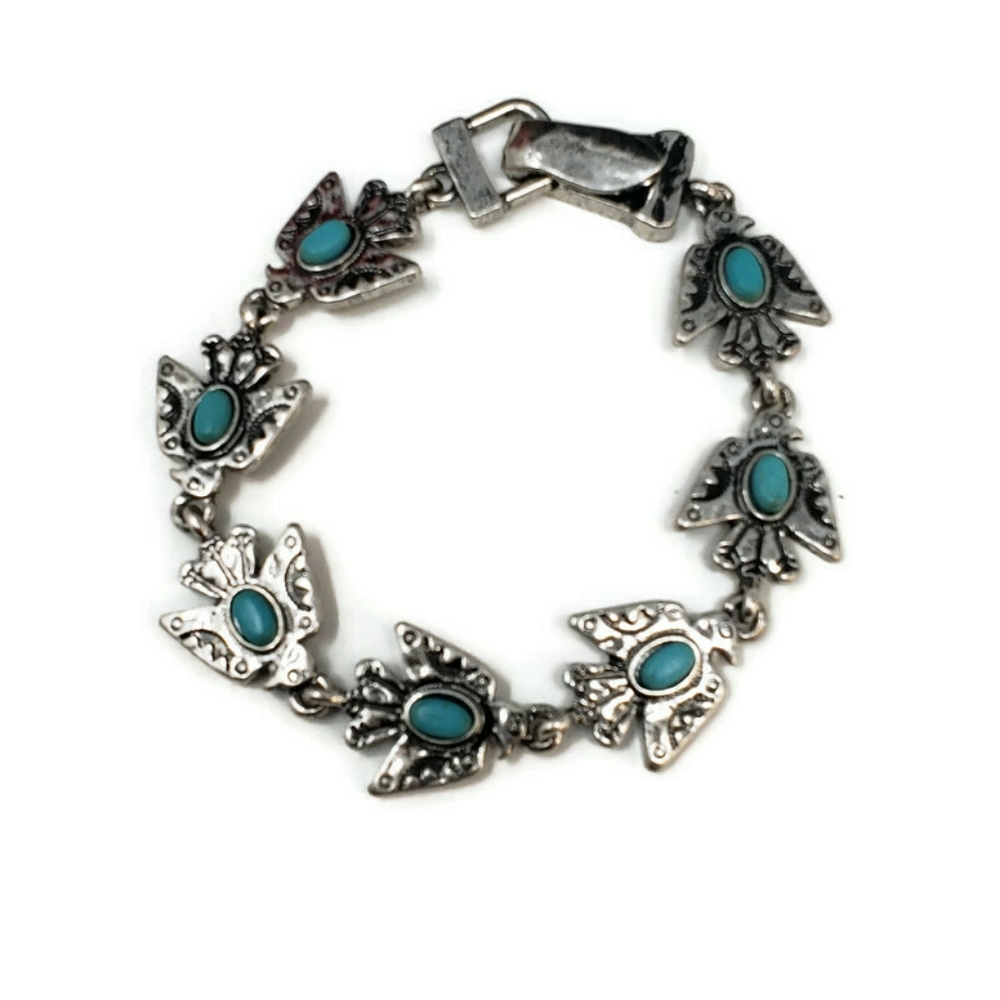 New! 8" Turquoise Thunderbird Magnetic Bracelet - Picture 3 of 6